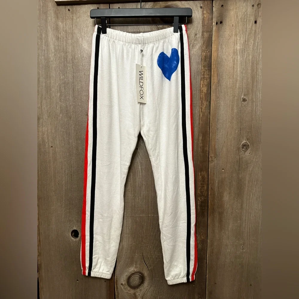 Wildfox Classic Heart Bottom Knox Pants Vintage Varsity Clean White Size Small